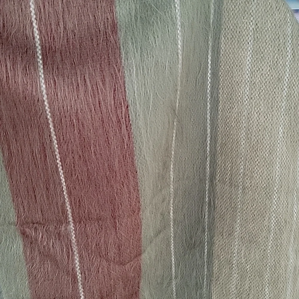 Shupaca Scarf Handmade In Ecuador Olive Green & Maroon 78 inches Long